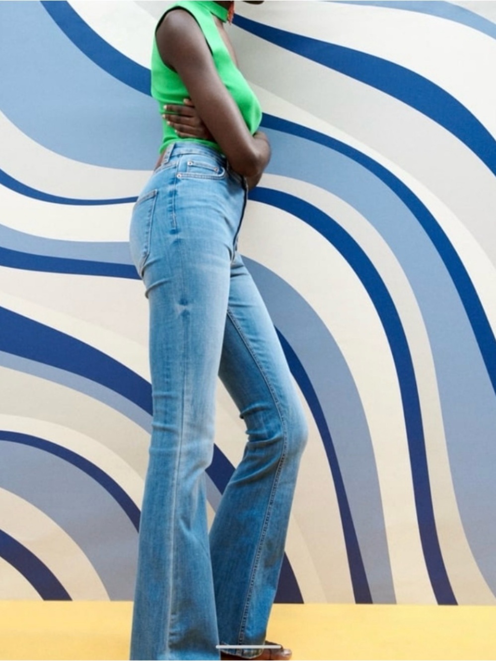 Zara Skinny Fit Flare Leg High Rise Jeans